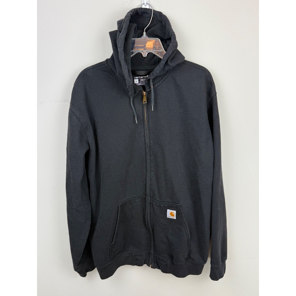 Carhartt K122 Black Full Zip Hoodie Men's Large Loose Fit Workwear